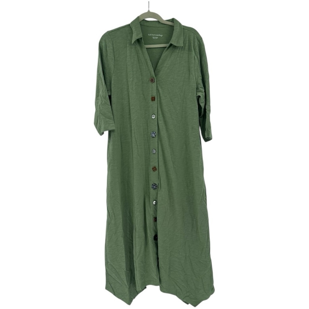Soft Surroundings Danielle 3/4 Sleeve Maxi Dress in Sage Green Size XL P - Picture 2 of 6
